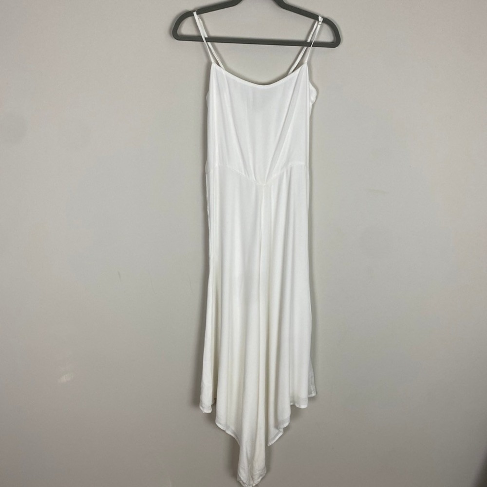 Indah Armand White Jumpsuit Small White Handkerchief Hem Asymmetrical Beachy